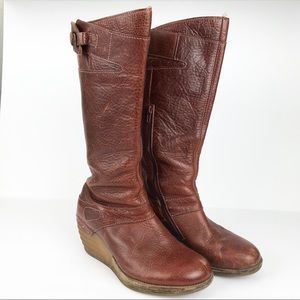 Dr Doc Martens Dark Tan Wedge Heel Aaliyah Boots